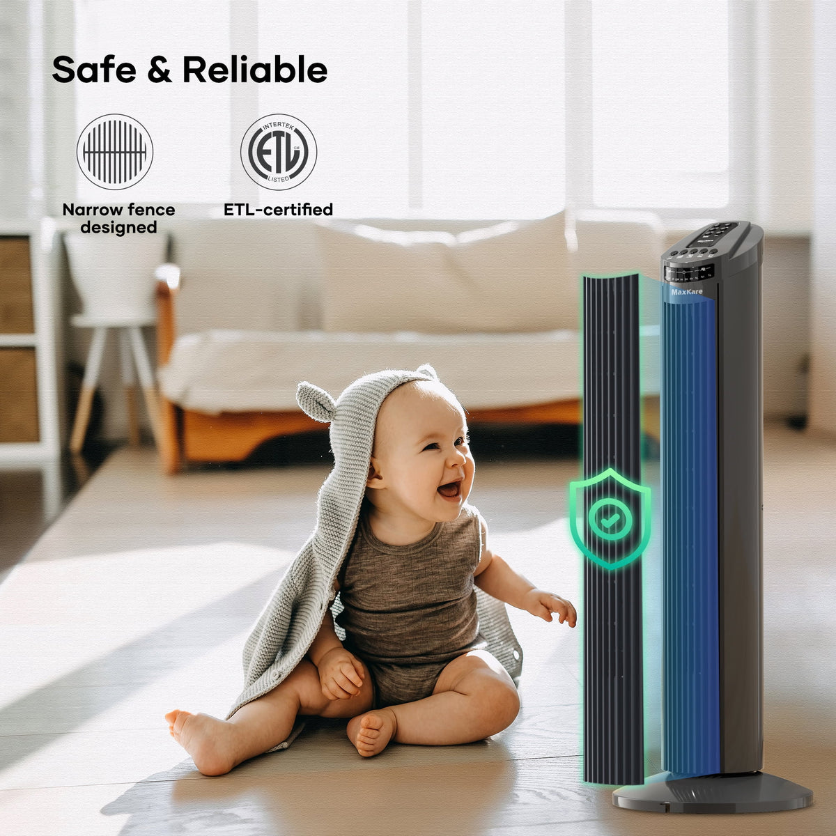 70° Oscillating Tower Fan with Remote Control 3 Speeds 3 Wind Modes Timer Dark Gray K2293