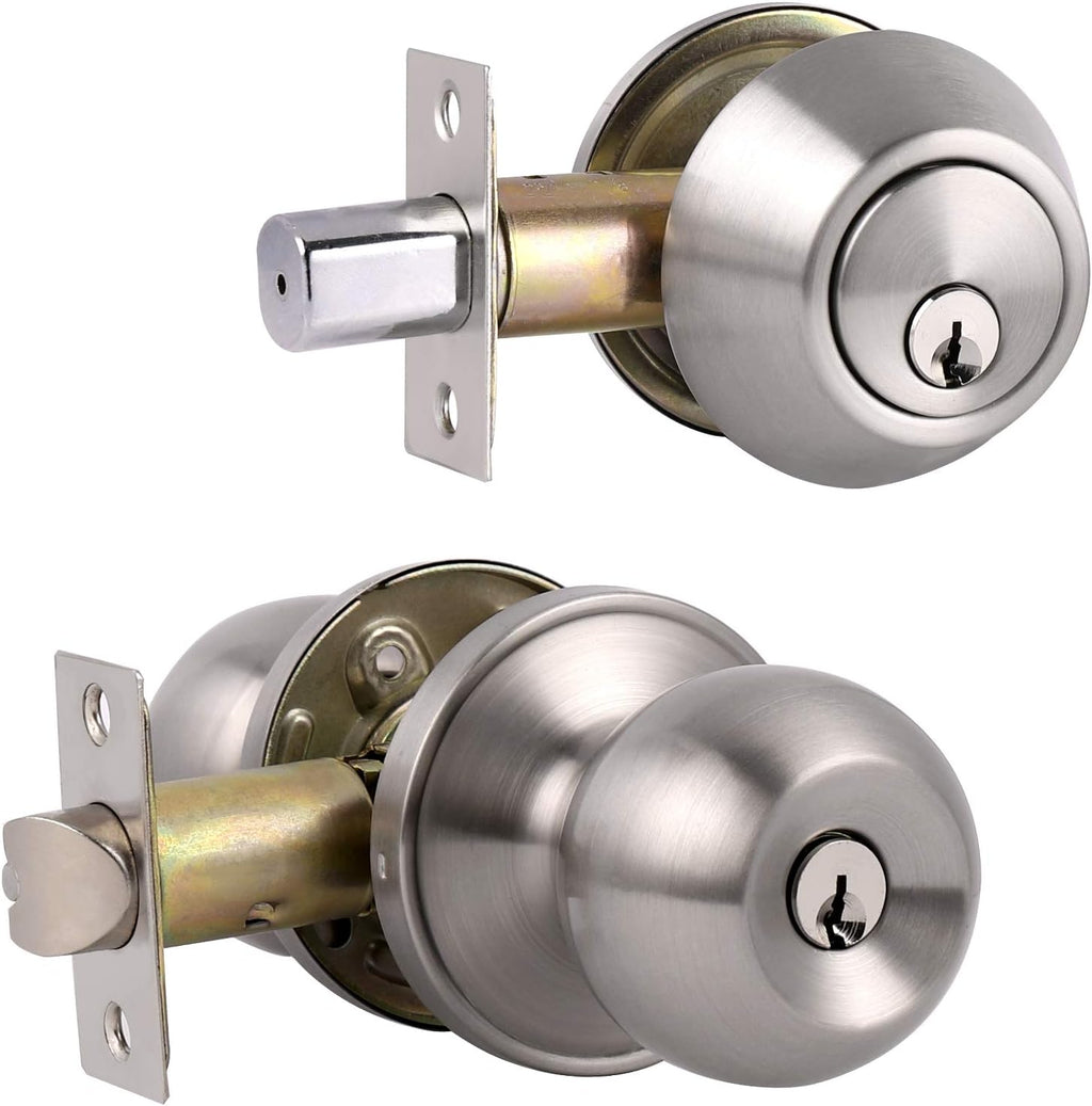 Entry Door Knob Lockset and Single Cylinder Deadbolt Combination Set in Oil Rubbed Bronze Q60607