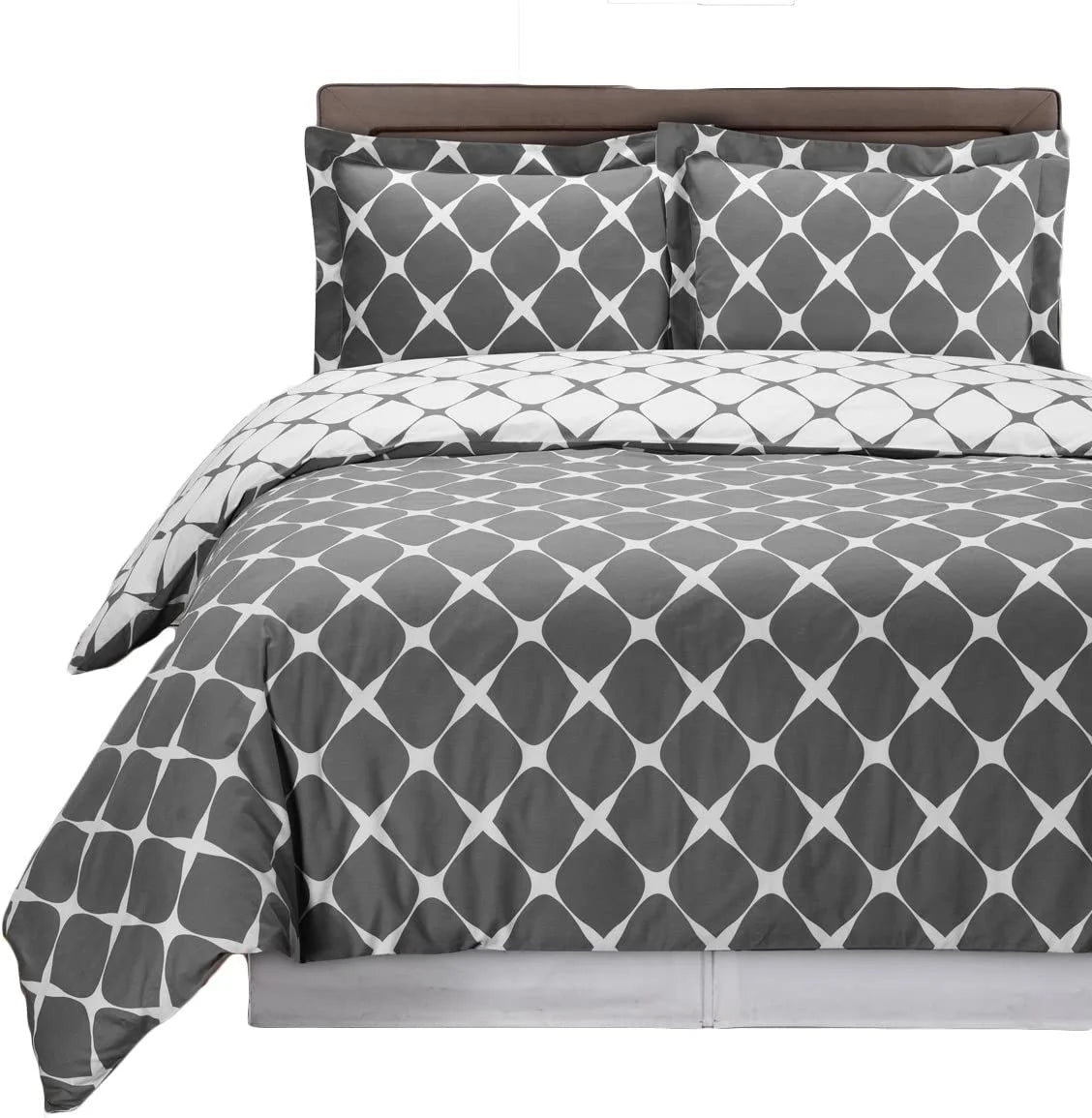Grey and White California King Size Bed in a Bag Set S407346