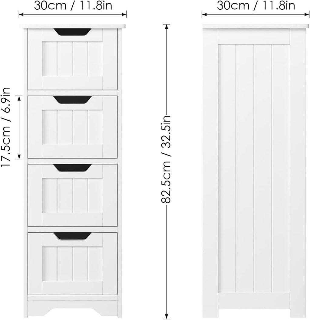 White 4 Drawer Bathroom Floor Storage Cabinet Z9246