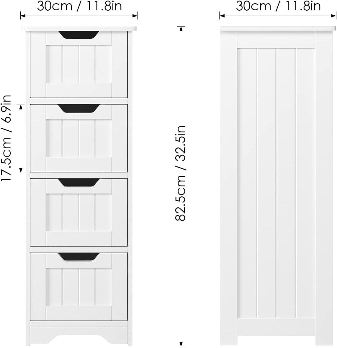 White 4 Drawer Bathroom Floor Storage Cabinet Z9246