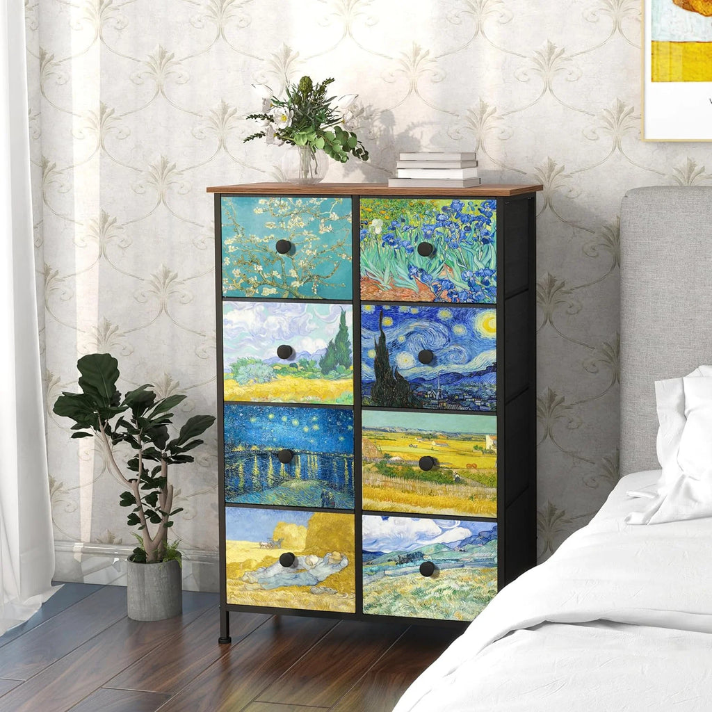 Rustic Brown 8 Drawer Tall Dresser U2965