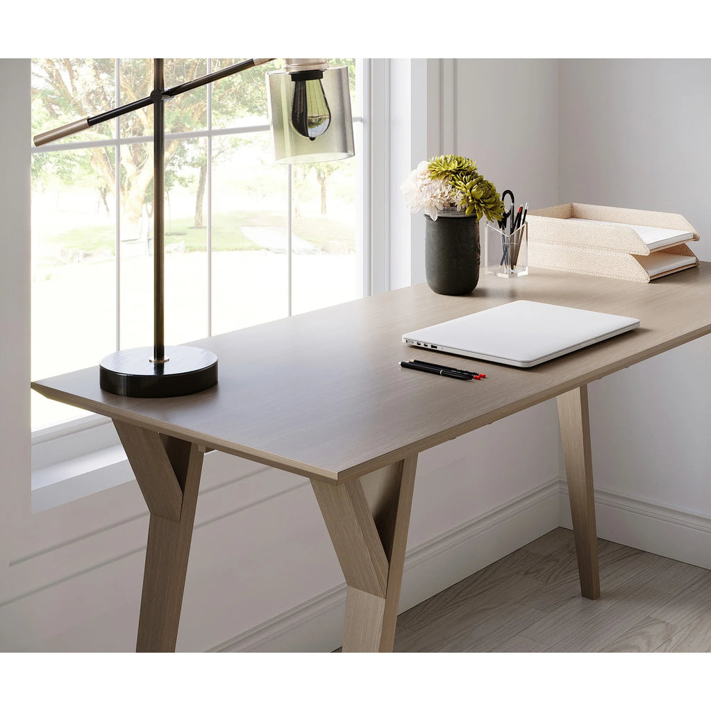 60"W Writing Desk, Light Oak E9385