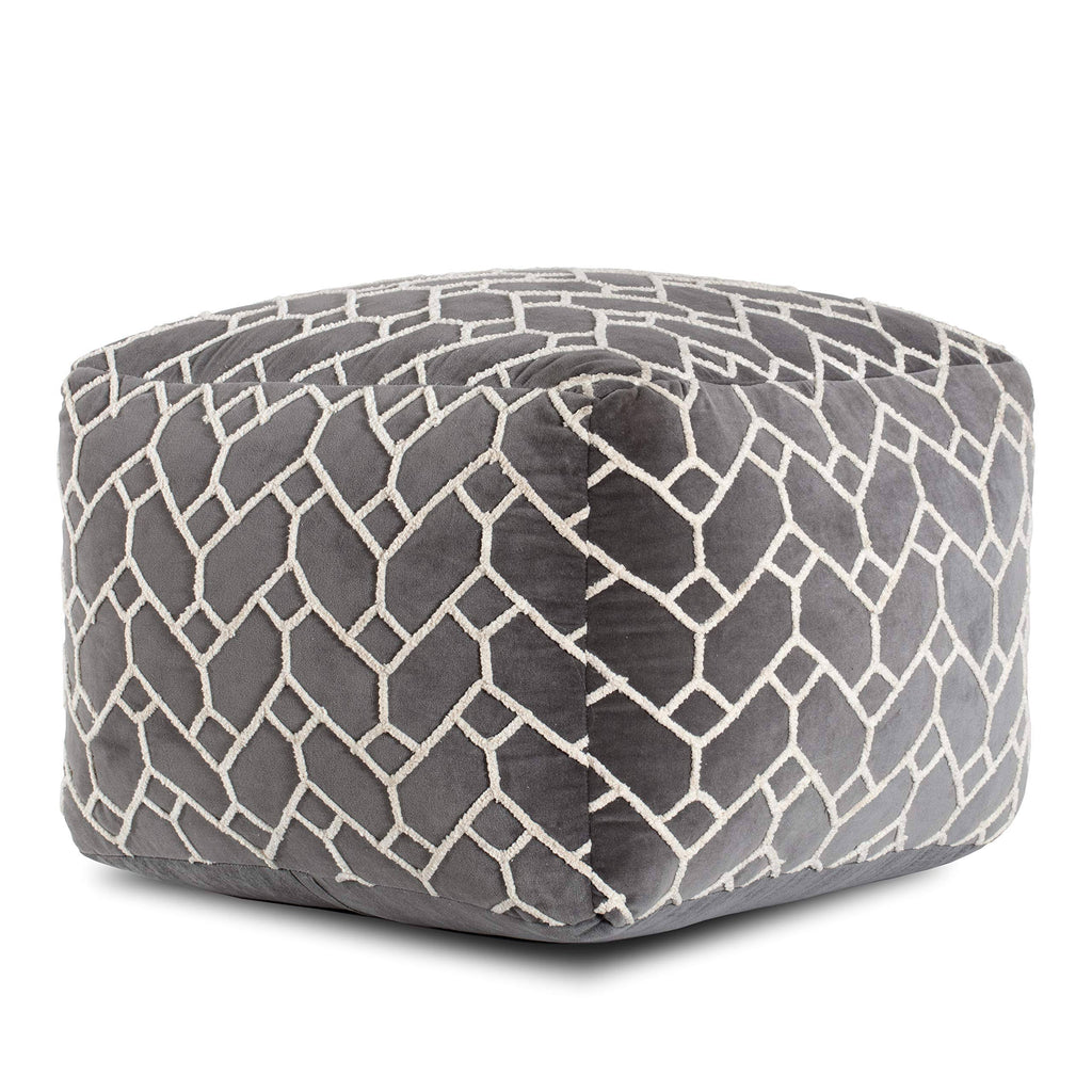 Charcoal Square Velvet Pouf P895390