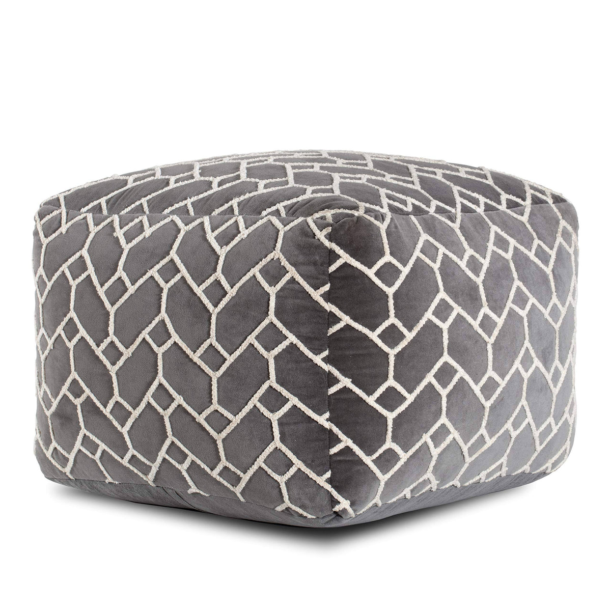 Charcoal Square Velvet Pouf P895390