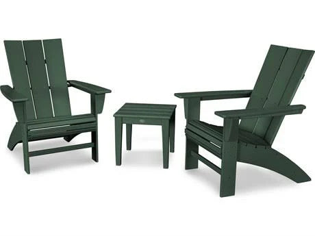 3-Piece Curveback Adirondack Chair Set in Sunset Red / White A8128