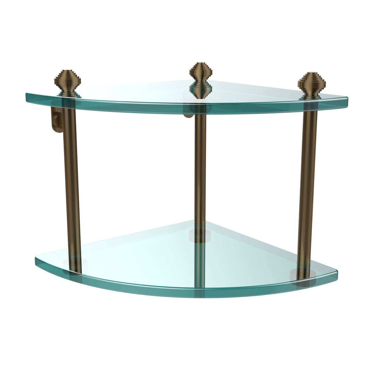 Two Tier Corner Glass Shelf - Brushed Bronze O974843