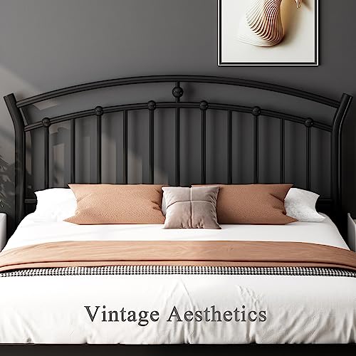 Full Black Metal Bed Frame with 13 Steel Slats Y211