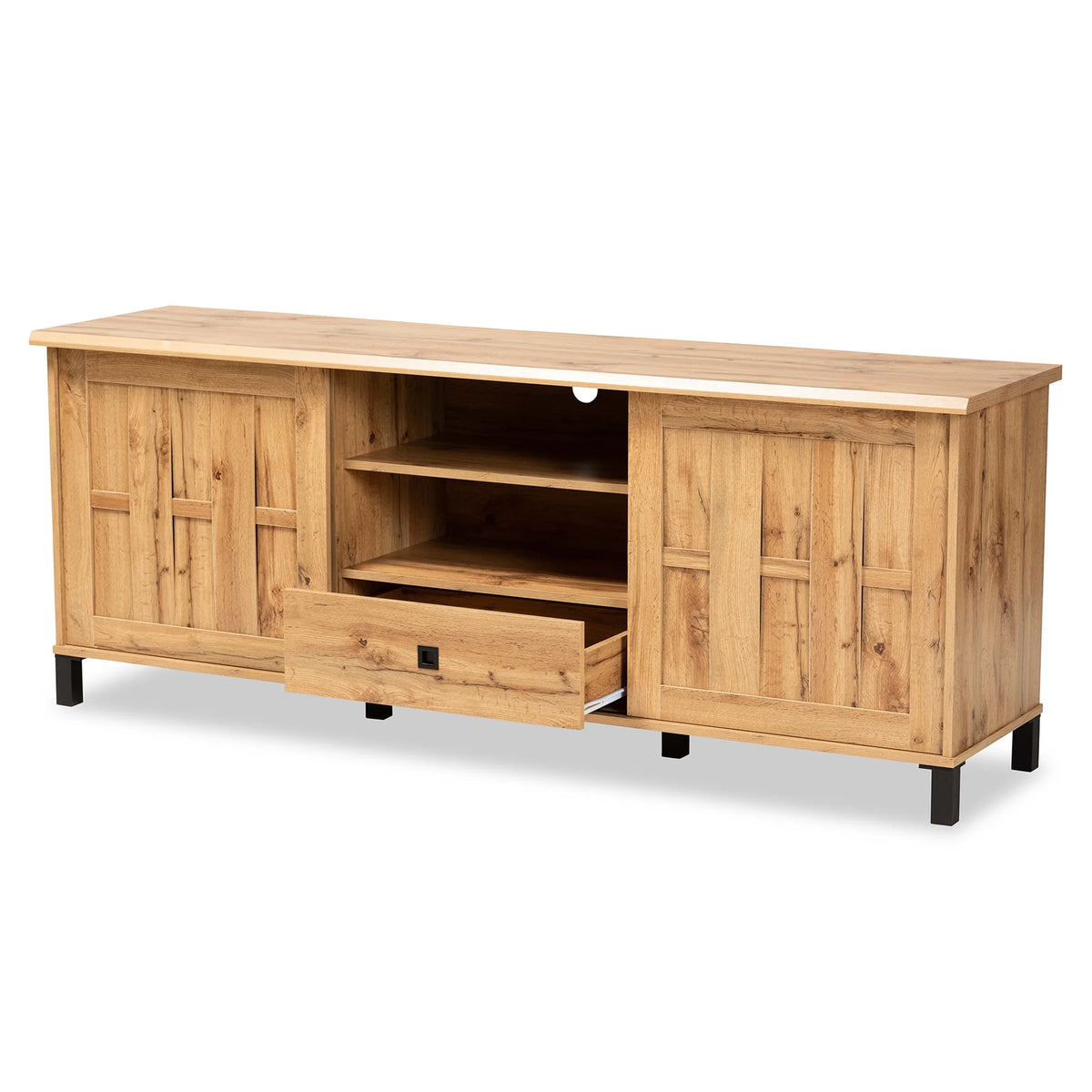 Oak Brown Wood 2-Door TV Stand V479507