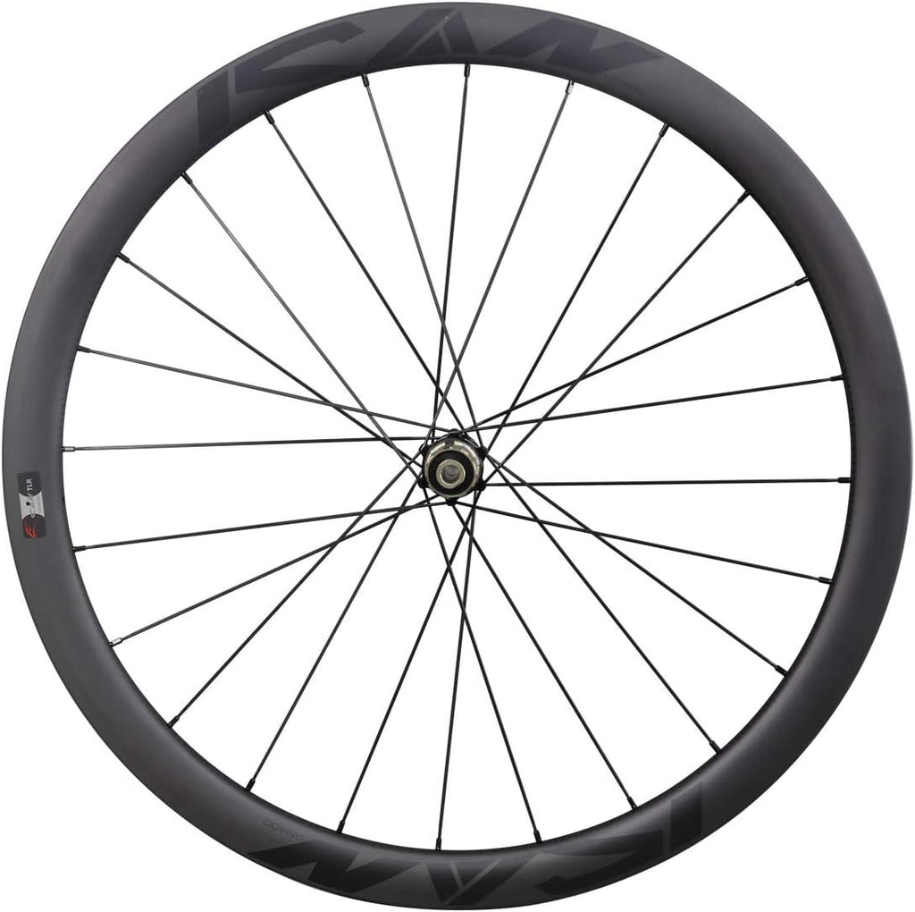 Carbon Road Bike Disc Wheelset 50 mm Clincher Tubeless Ready 25mm Center Lock Thru Axle T8153