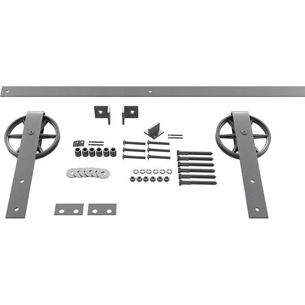 Flint Gray Barn Door Hardware Set with 84 inch Track P9683