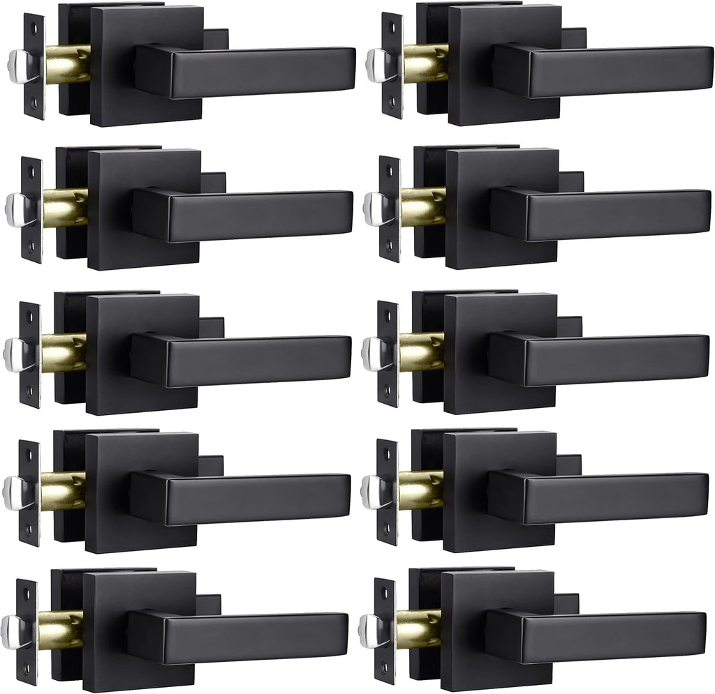5 Pack Matte Black Heavy Duty Exterior Door Handle Keyed Alike Entry Door Lock Set N5276
