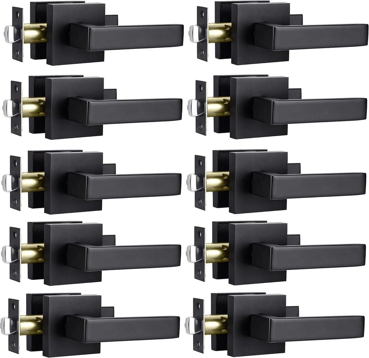 5 Pack Matte Black Heavy Duty Exterior Door Handle Keyed Alike Entry Door Lock Set N5276