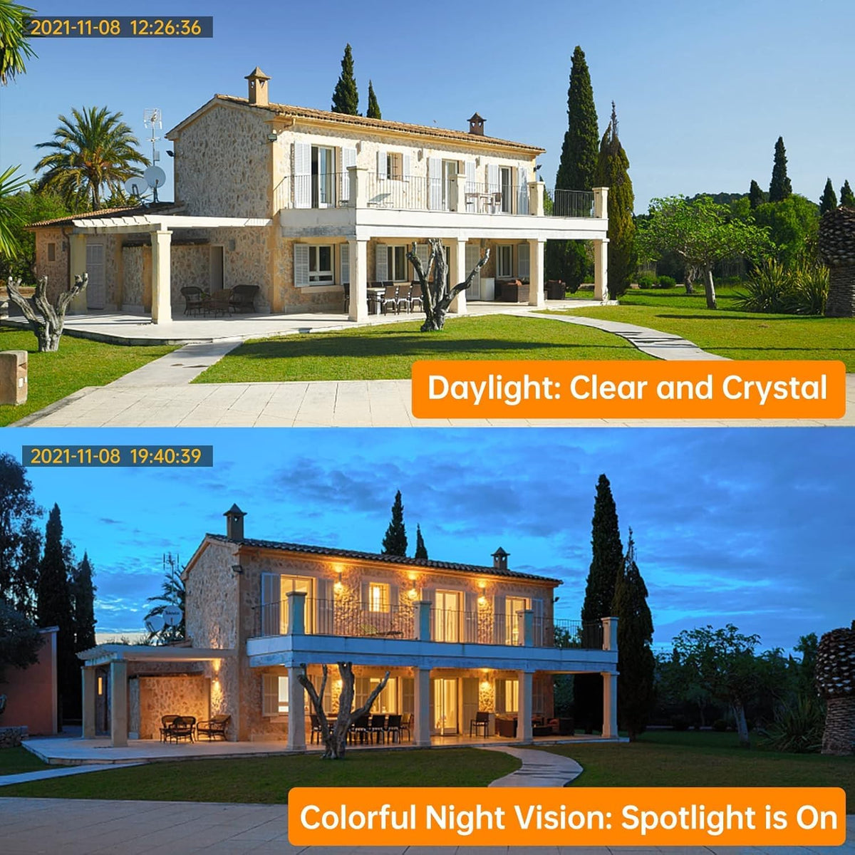 Solar Security Camera Wireless Outdoor 360° Pan Tilt WiFi Solar Powered Camera IP66 Waterproof O617