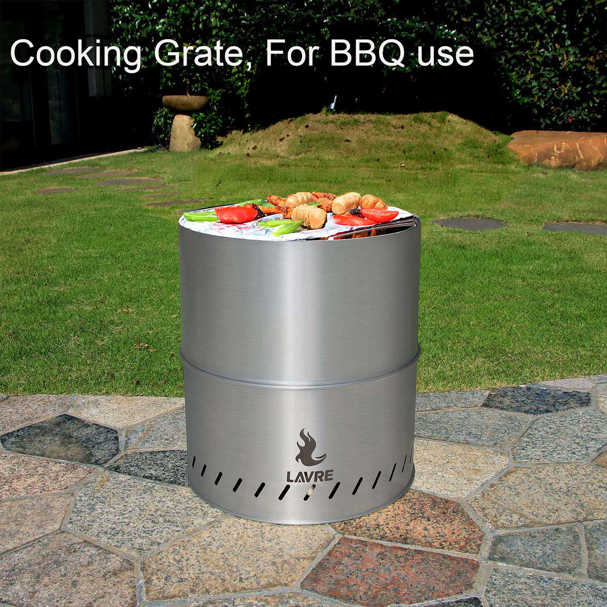 Stainless Steel Smokeless Wood Burning Fire Pit with Grill O723757