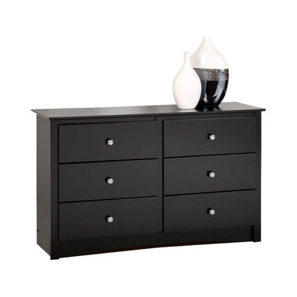 Black 6 Drawer Double Dresser X709