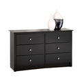 Black 6 Drawer Double Dresser X709