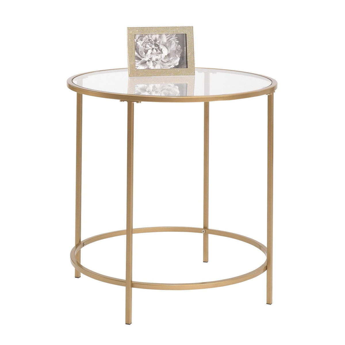 Satin Gold Round End Table K331