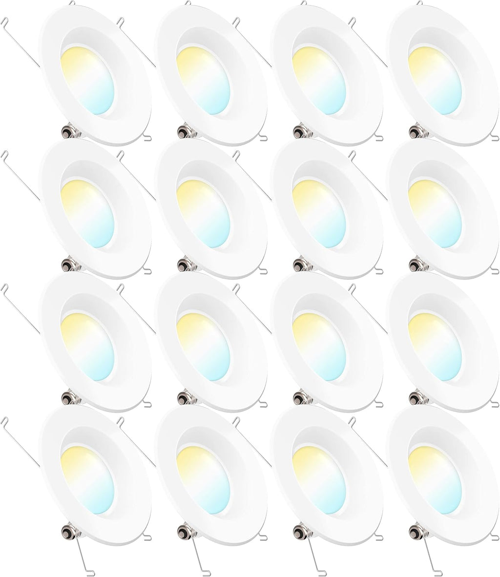 16 Pack 5/6 Inch LED Recessed Lighting Retrofit Kit, Smooth Trim, Dimmable, 2700K Soft White, 13W=75W, 965 LM, Damp Rated M9224