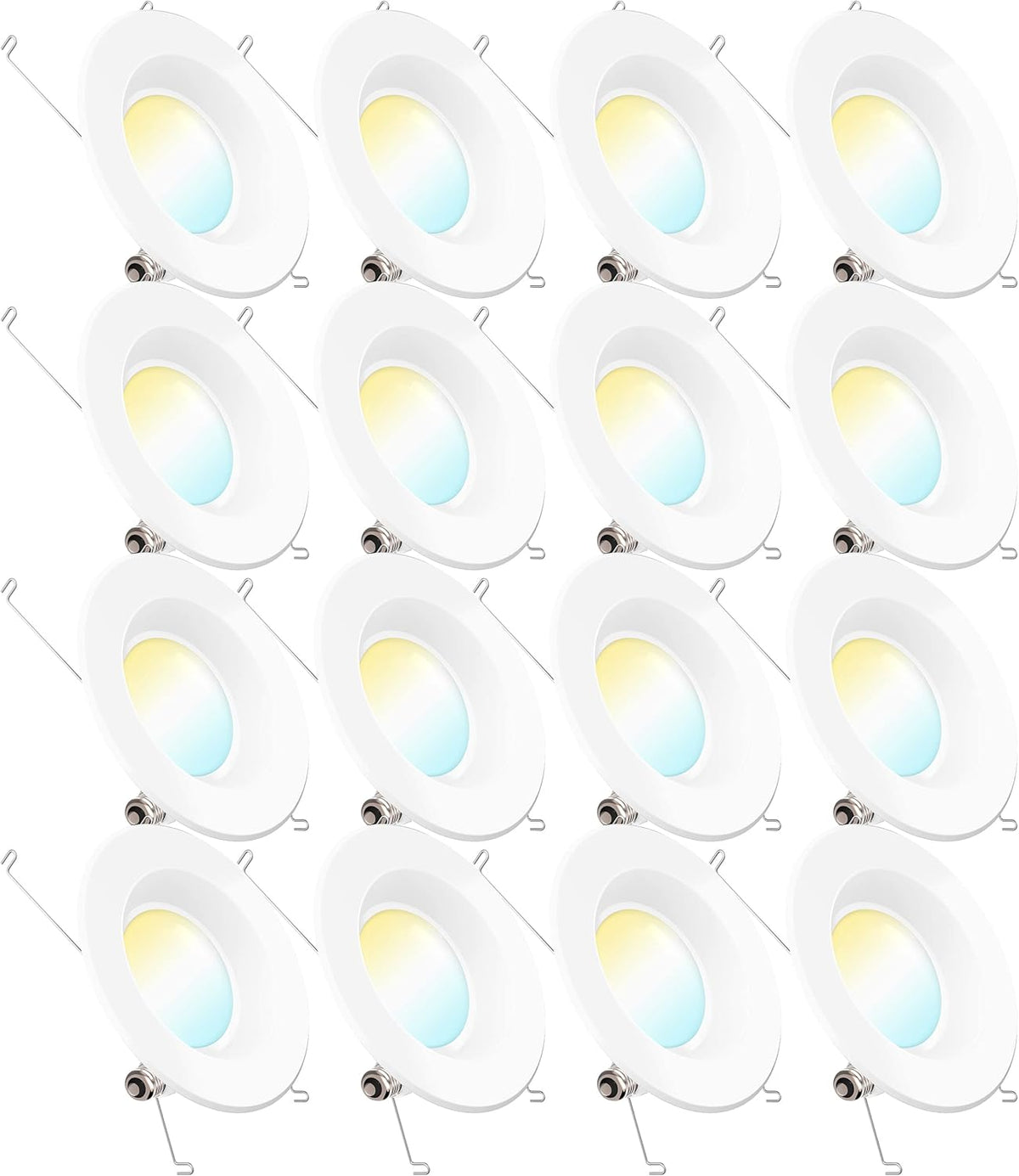 16 Pack 5/6 Inch LED Recessed Lighting Retrofit Kit, Smooth Trim, Dimmable, 2700K Soft White, 13W=75W, 965 LM, Damp Rated M9224