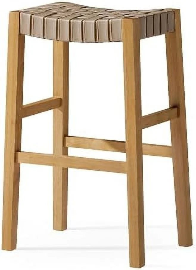 31 Inch Backless Saddle Barstool Weathered Natural Wood Finish B831970