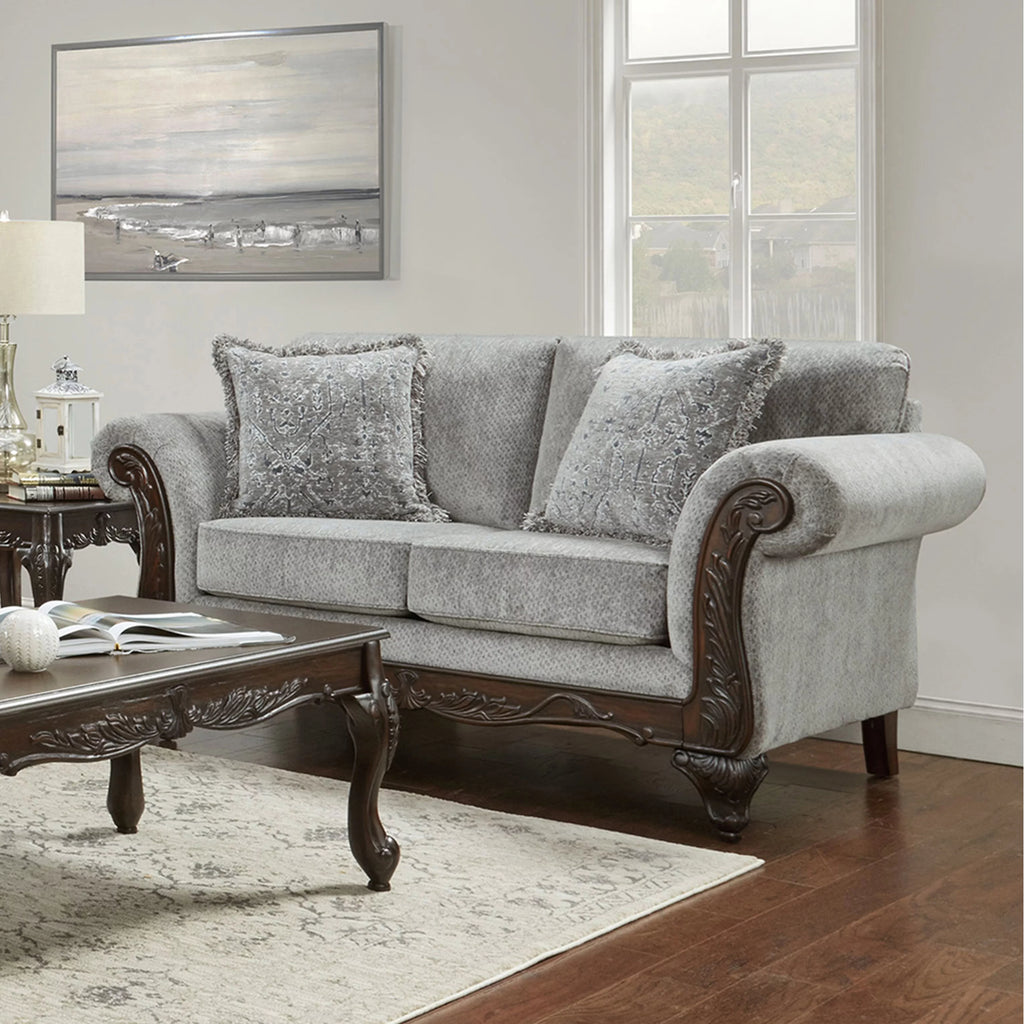 Gray Polyester Sofa and Loveseat Set C343