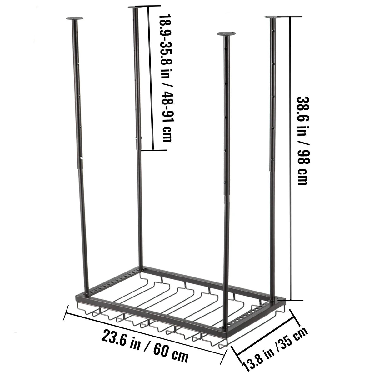 Black Wall-Mounted Wine Glass Rack Y216