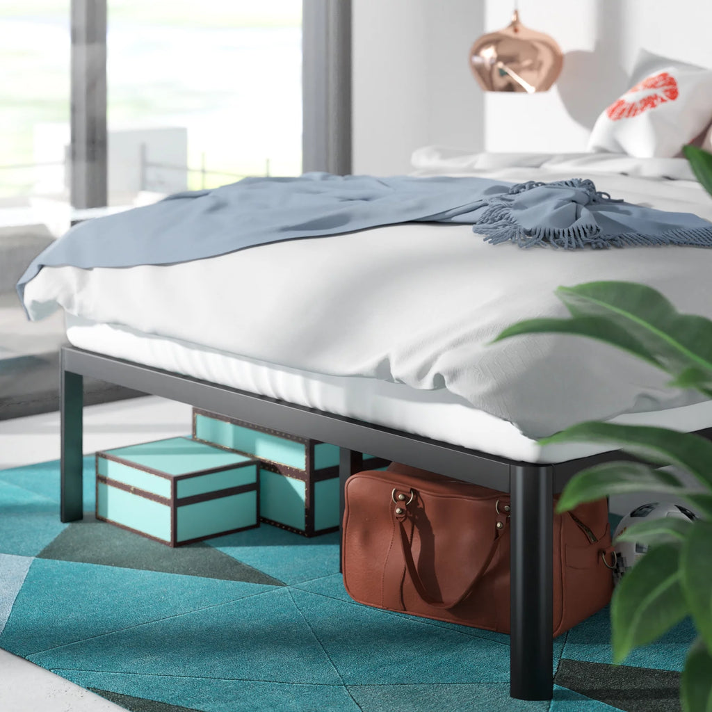 16" Metal Platform Bed Frame with Steel Slats, Twin P513