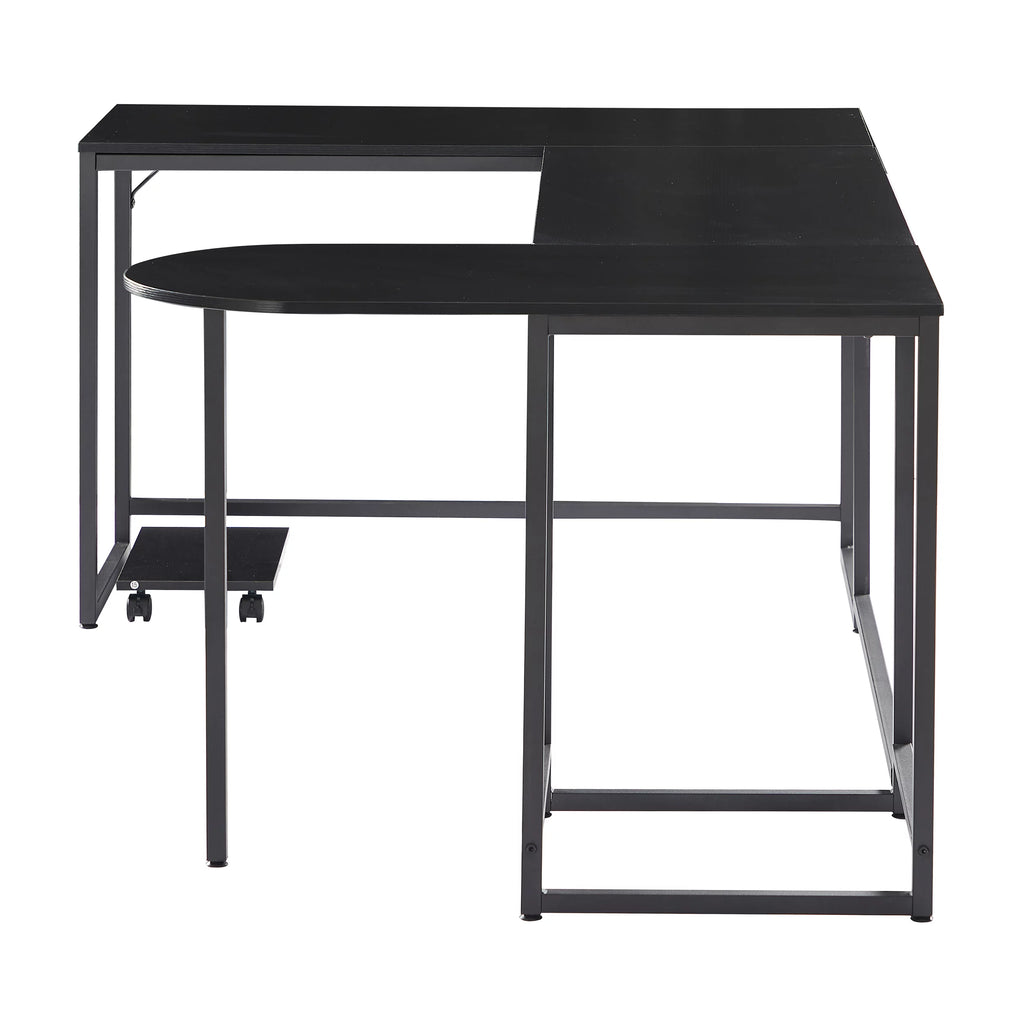 Black U-shaped Computer Desk with CPU Stand Q609