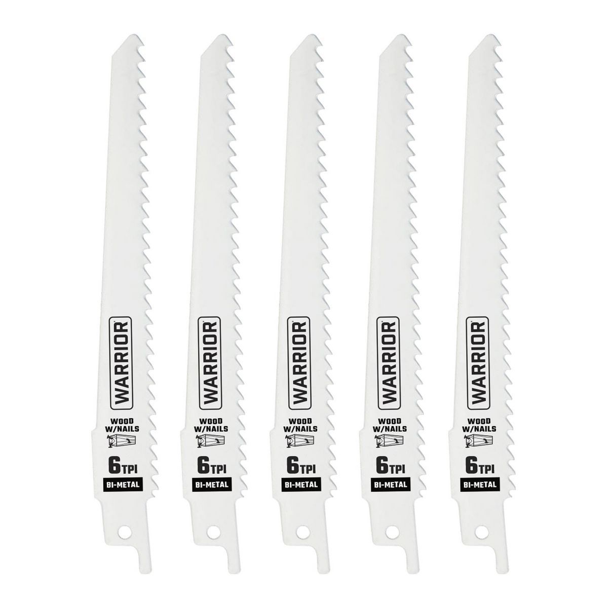 6 in. 6 TPI Bi-metal Reciprocating Saw Blades, 5 Pack Z57664