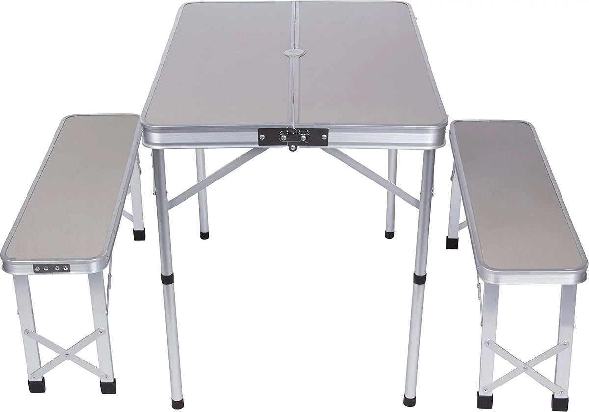 Portable Aluminum Folding Picnic Table with 2 Bench Seats I2033