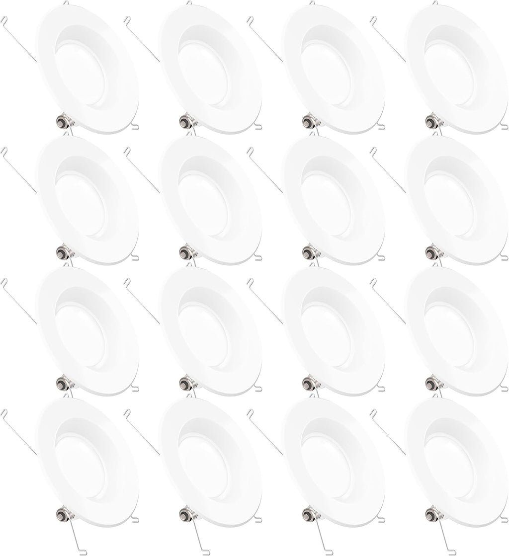 16 Pack 5/6 Inch LED Recessed Lighting Retrofit Kit, Smooth Trim, Dimmable, 2700K Soft White, 13W=75W, 965 LM, Damp Rated M9224