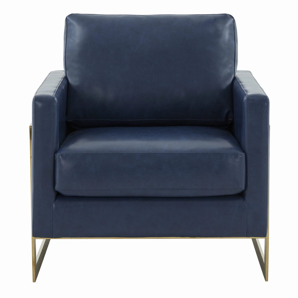 Navy Blue Leather Accent Chair X8657