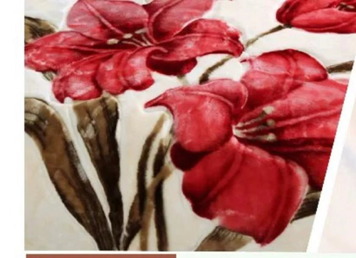 King Orange Red/Cream Reversible Faux Mink Fleece Blanket L799090