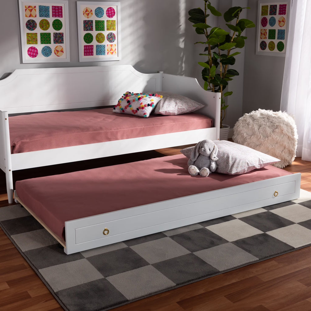 White Finished Wood Twin Size Trundle J184248