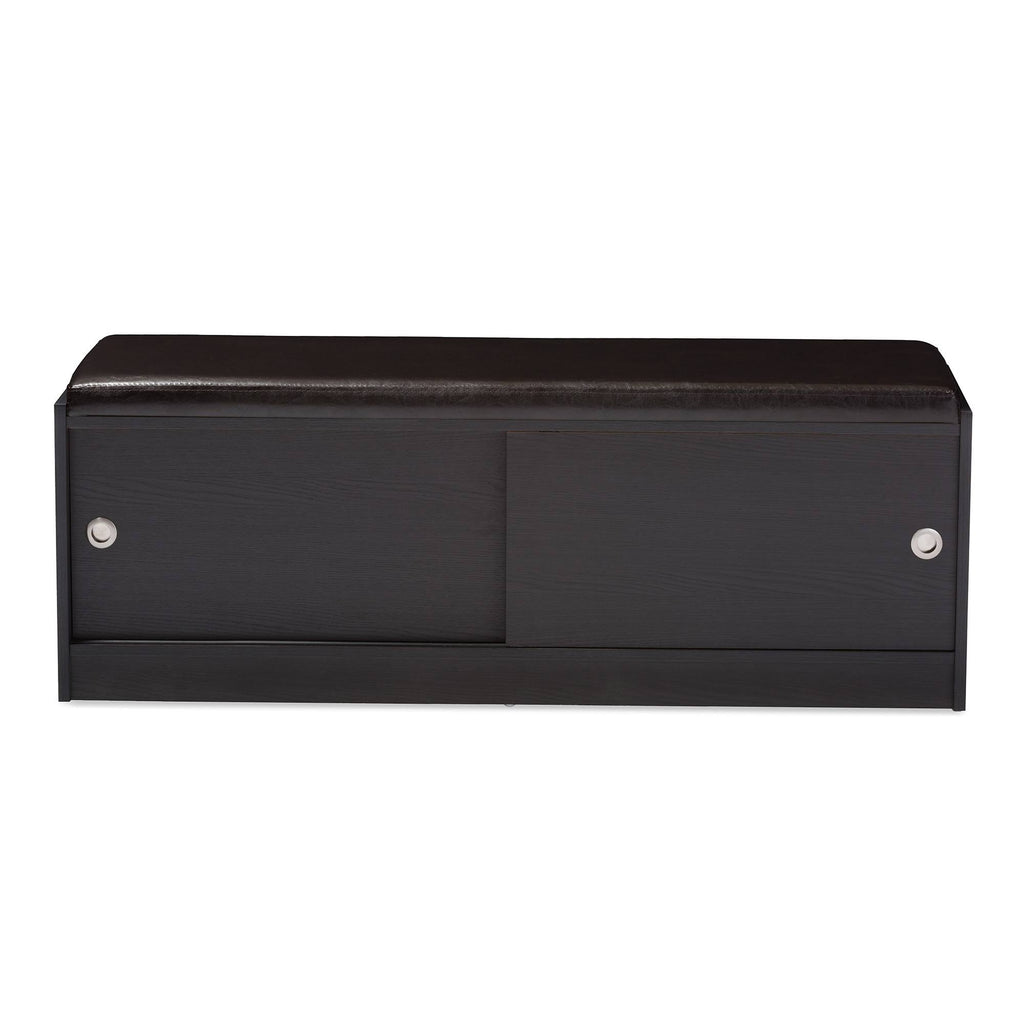 Dark Brown Wood Storage Bench Organizer Y7775