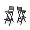 2pk Acacia Wood Folding Barstools Dark Gray F686