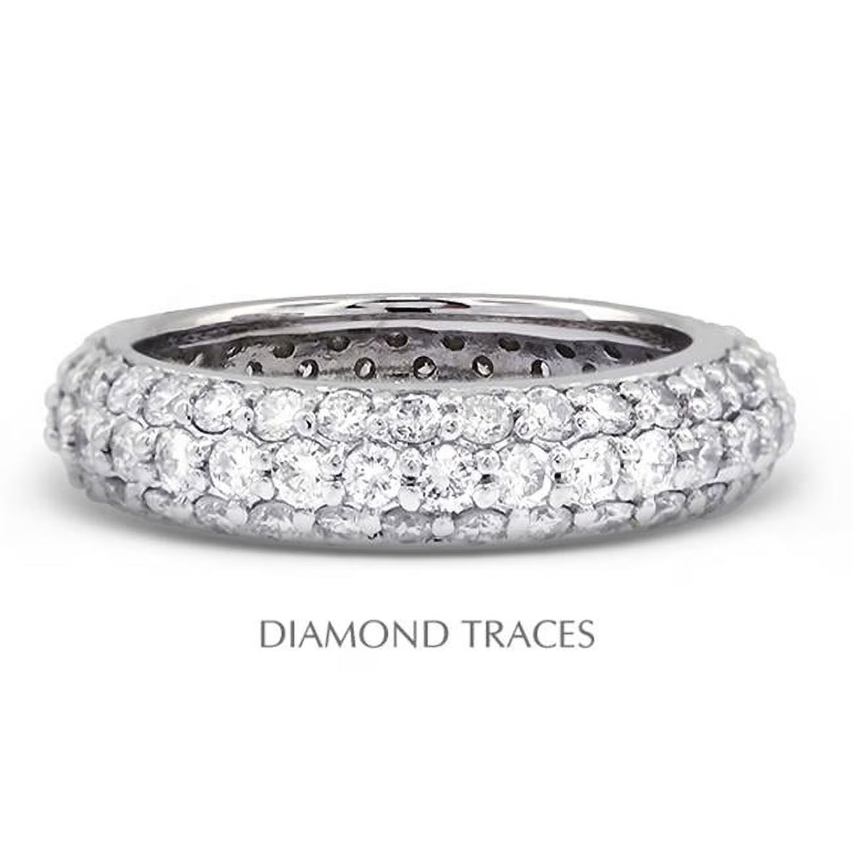 18K White Gold Three Row Diamond Eternity Ring V472