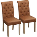 Brown Faux Leather Dining Chairs Set of 2 O903
