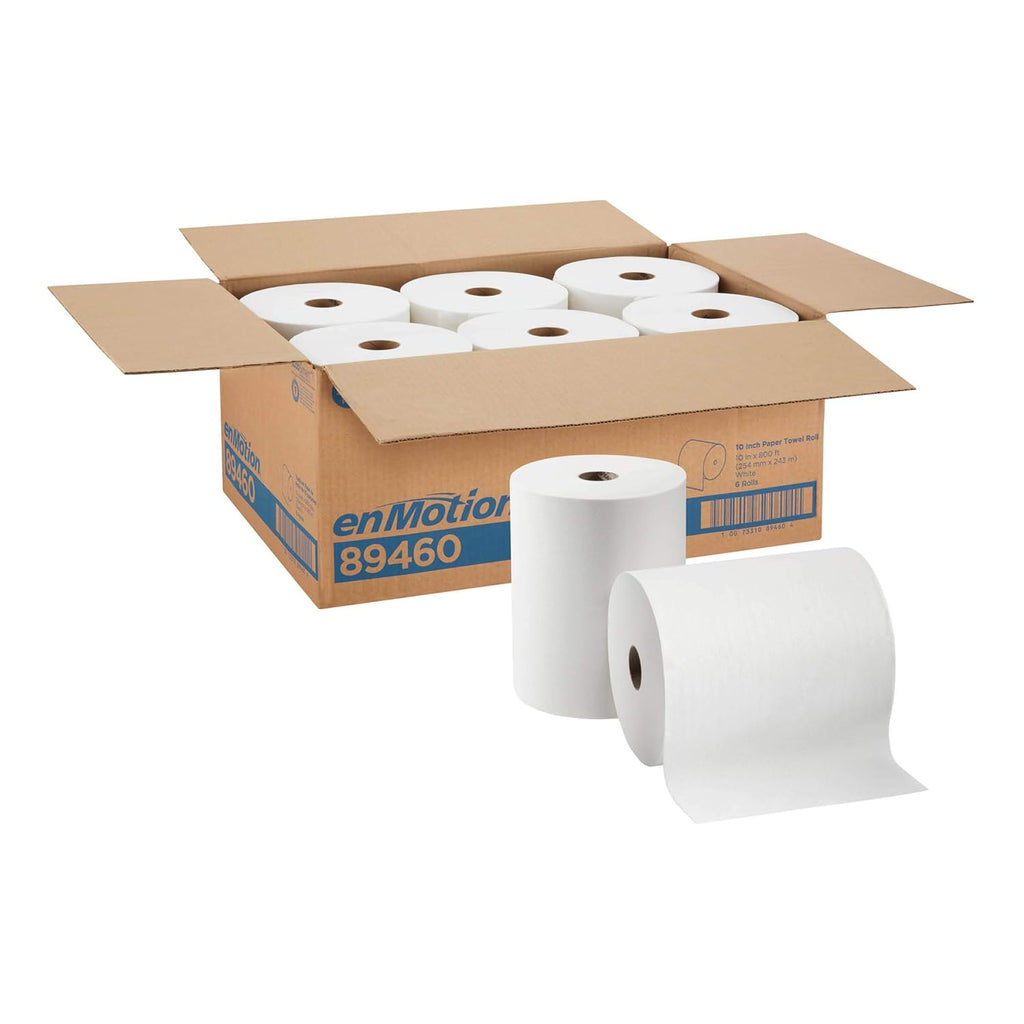 White Paper Towel Roll, 800 Feet Per Roll, 6 Rolls Per Case Pack of 2 E67026