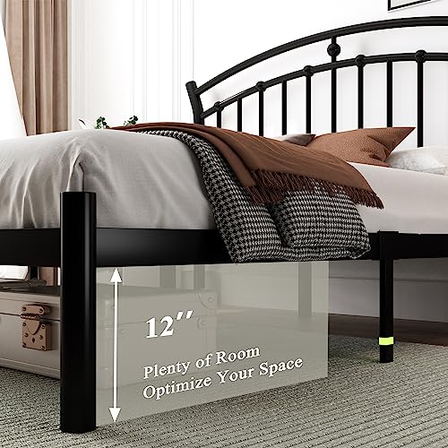 Full Black Metal Bed Frame with 13 Steel Slats Y211