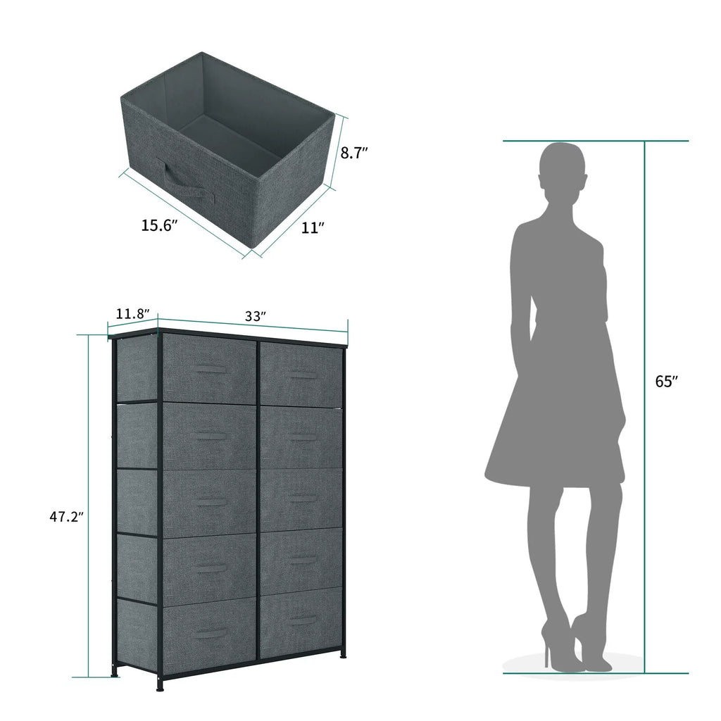 10 Drawers Storage Organizer with Wooden Top Shelf K3348