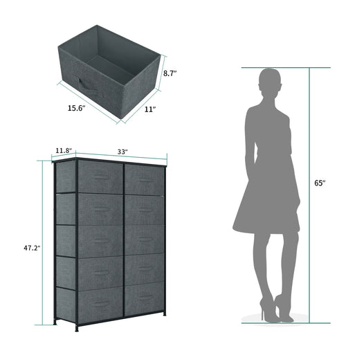 10 Drawers Storage Organizer with Wooden Top Shelf K3348