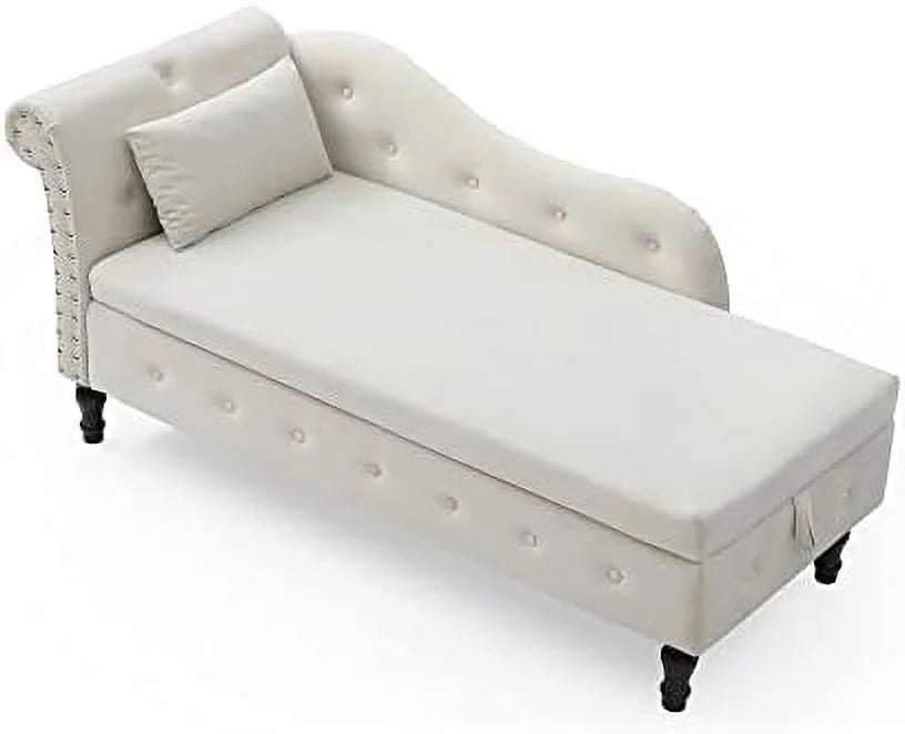 Orange Upholstered Chaise Lounge Chair with Pillow Y2553