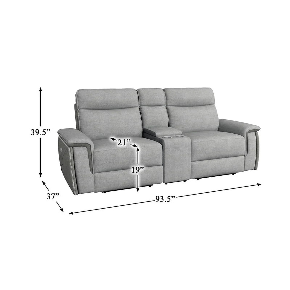 Taupe Gray Fabric Double Reclining Loveseat U470