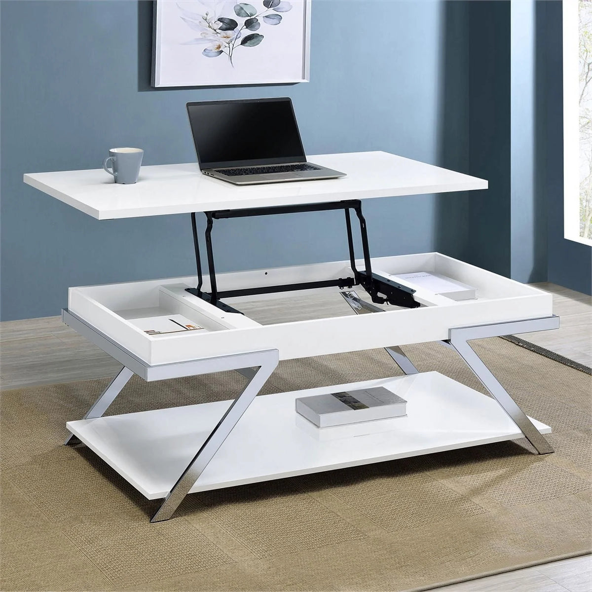 Contemporary Wood Lift Top Coffee Table V59428