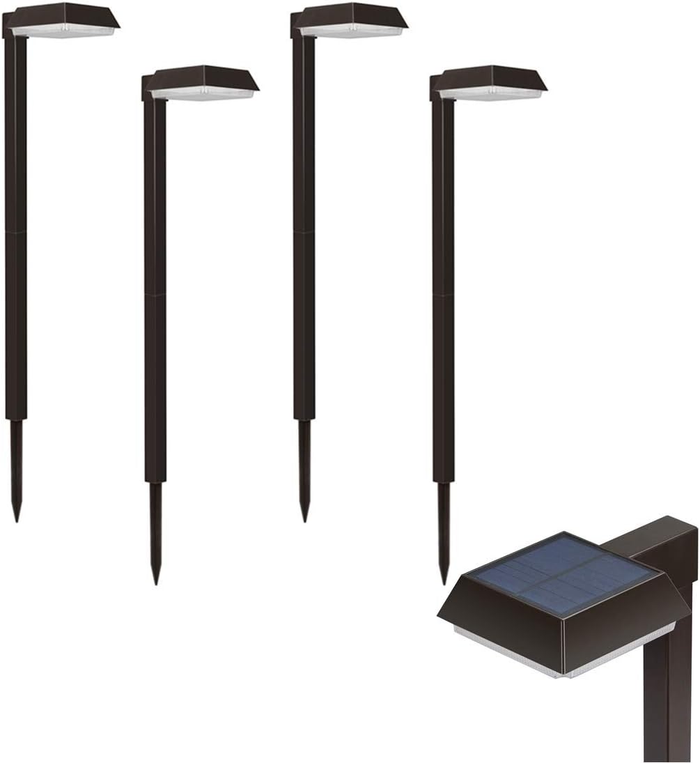 4 Pack Solar Pathway Lights 300 lumens 2-in-1 Warm White and Daylight Modes E574752