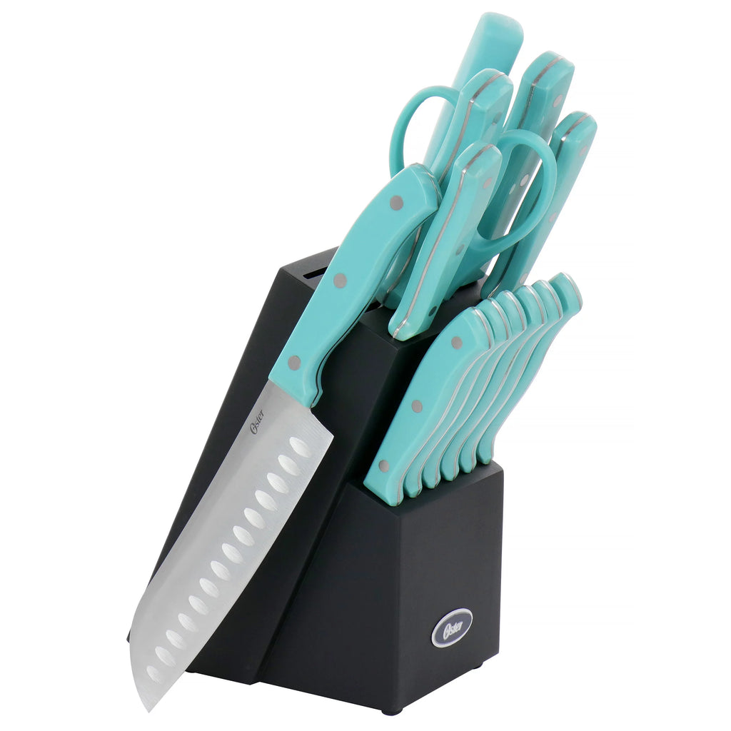14 Piece Stainless Steel Cutlery Set Light Blue W176