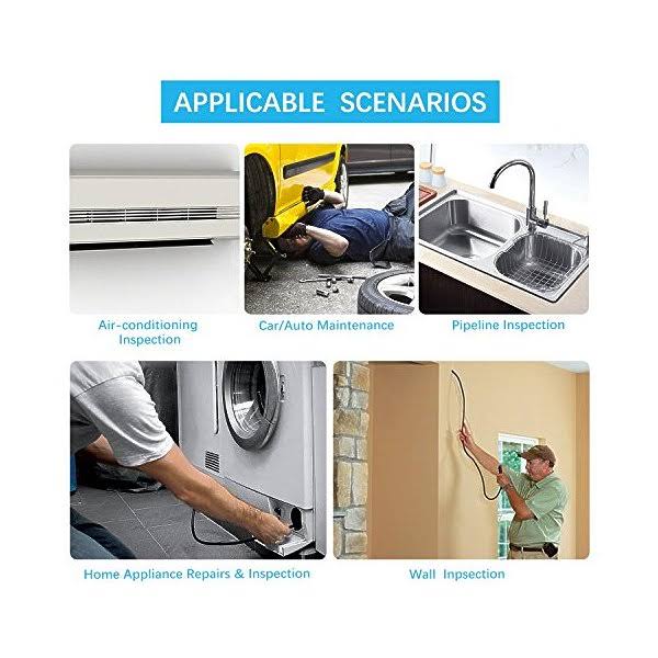 Semi-Rigid Wireless Endoscope, 2.0 MP HD WiFi Borescope Inspection Camera, 16 inch Focal Distance, 1800mAh Battery C378