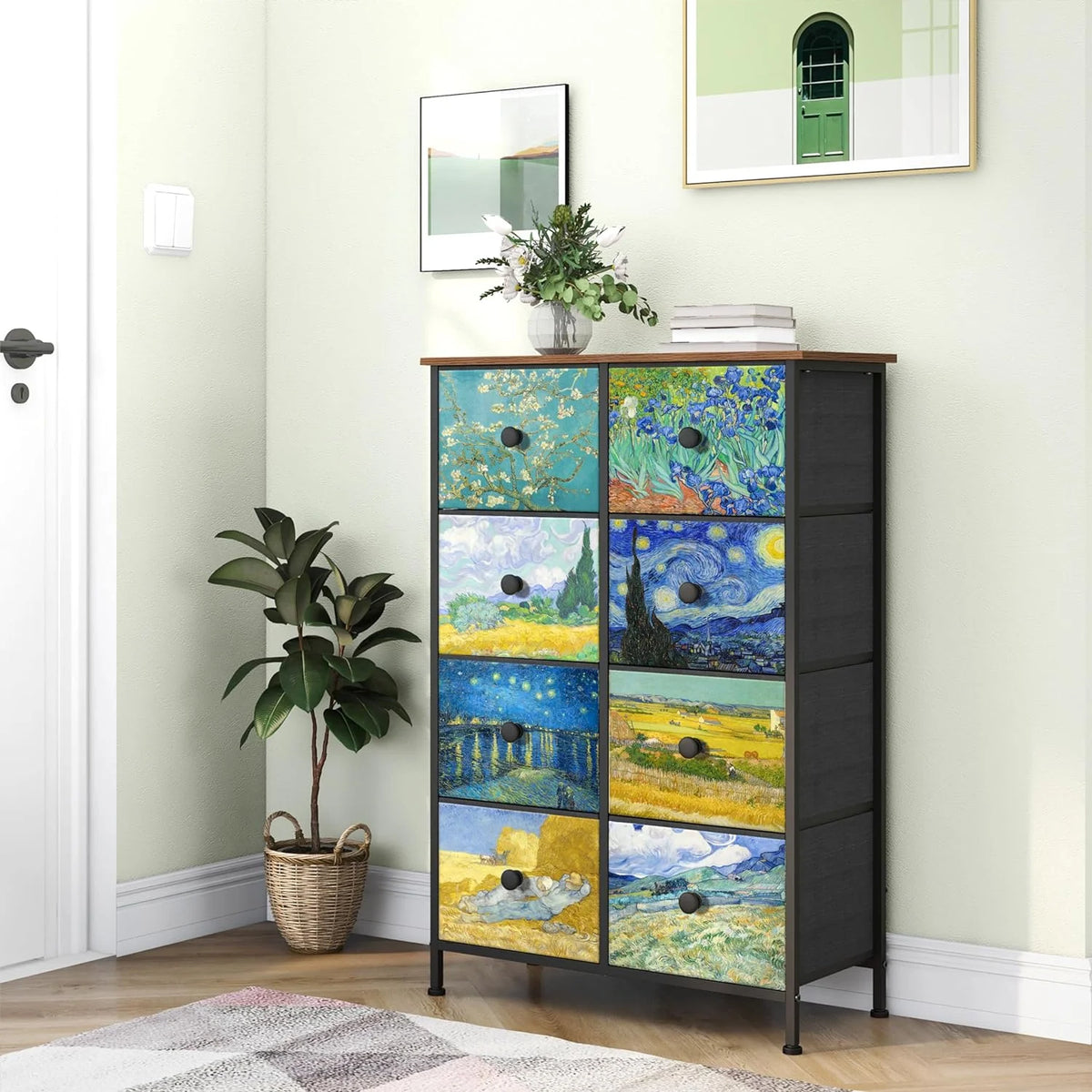 Rustic Brown 8 Drawer Tall Dresser U2965